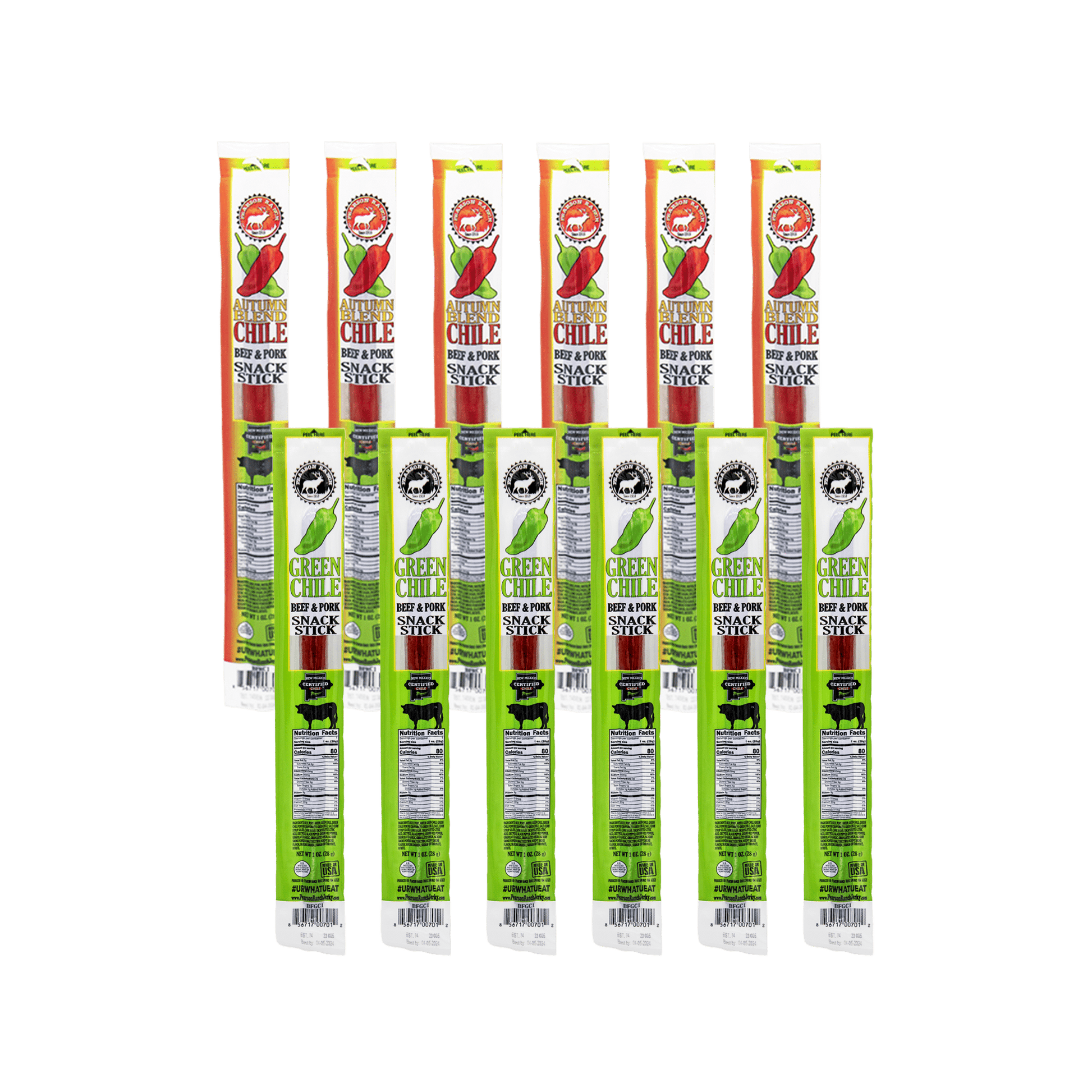 Pearson Ranch - Green Chile and Autumn Blend Chile Beef & Pork Snack Sticks (12 pack) - Angler's Pro Tackle & Outdoors