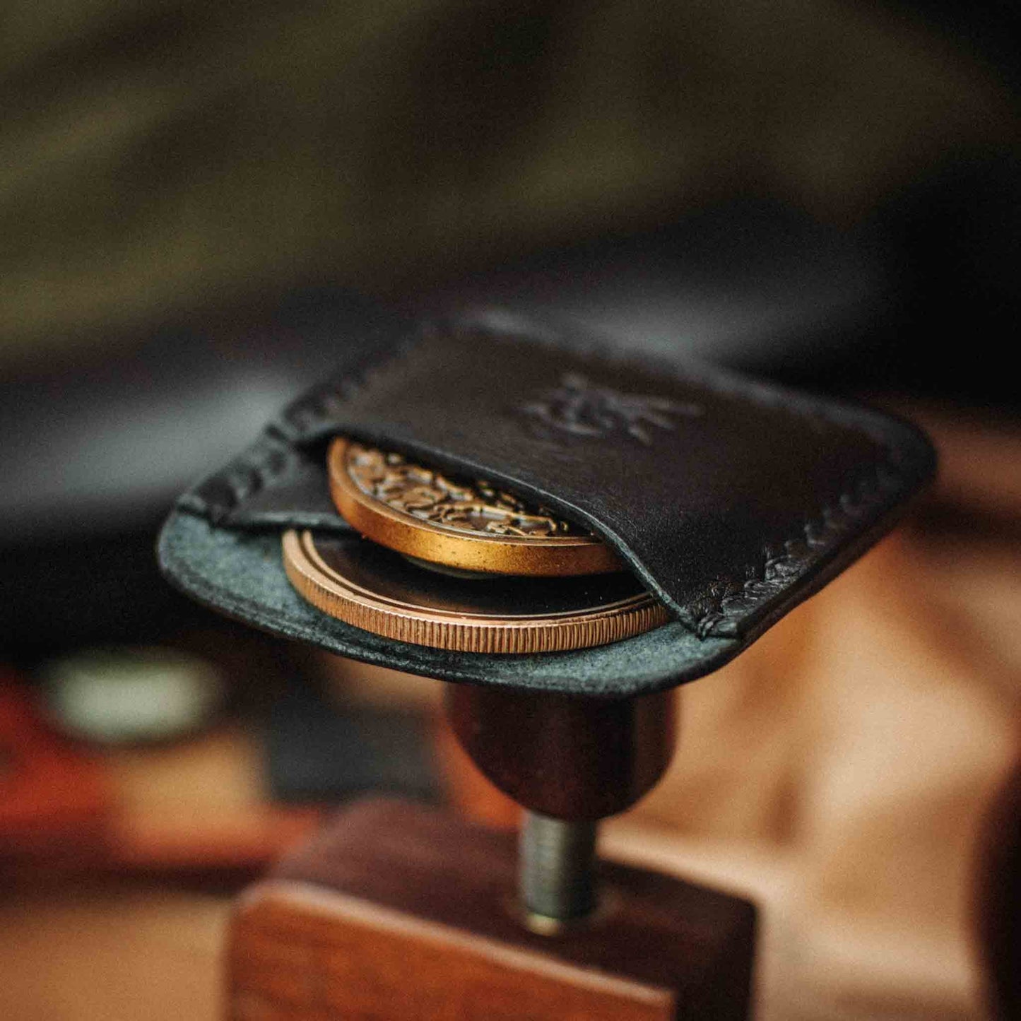 Pirate Goods Double Coin Holder - Peso Pocket Duo | Challenge Coin Case | Handcrafted Leather