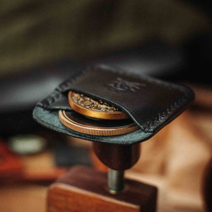 Pirate Goods Double Coin Holder - Peso Pocket Duo | Challenge Coin Case | Handcrafted Leather