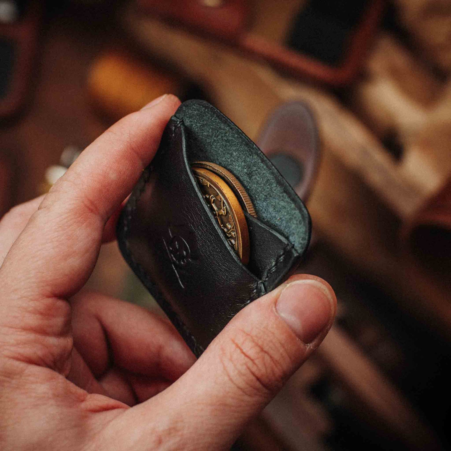 Pirate Goods Double Coin Holder - Peso Pocket Duo | Challenge Coin Case | Handcrafted Leather