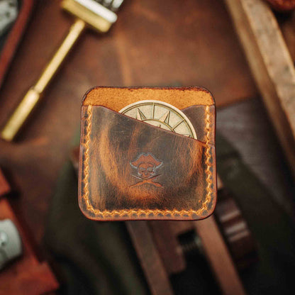 Pirate Goods Double Coin Holder - Peso Pocket Duo | Challenge Coin Case | Handcrafted Leather