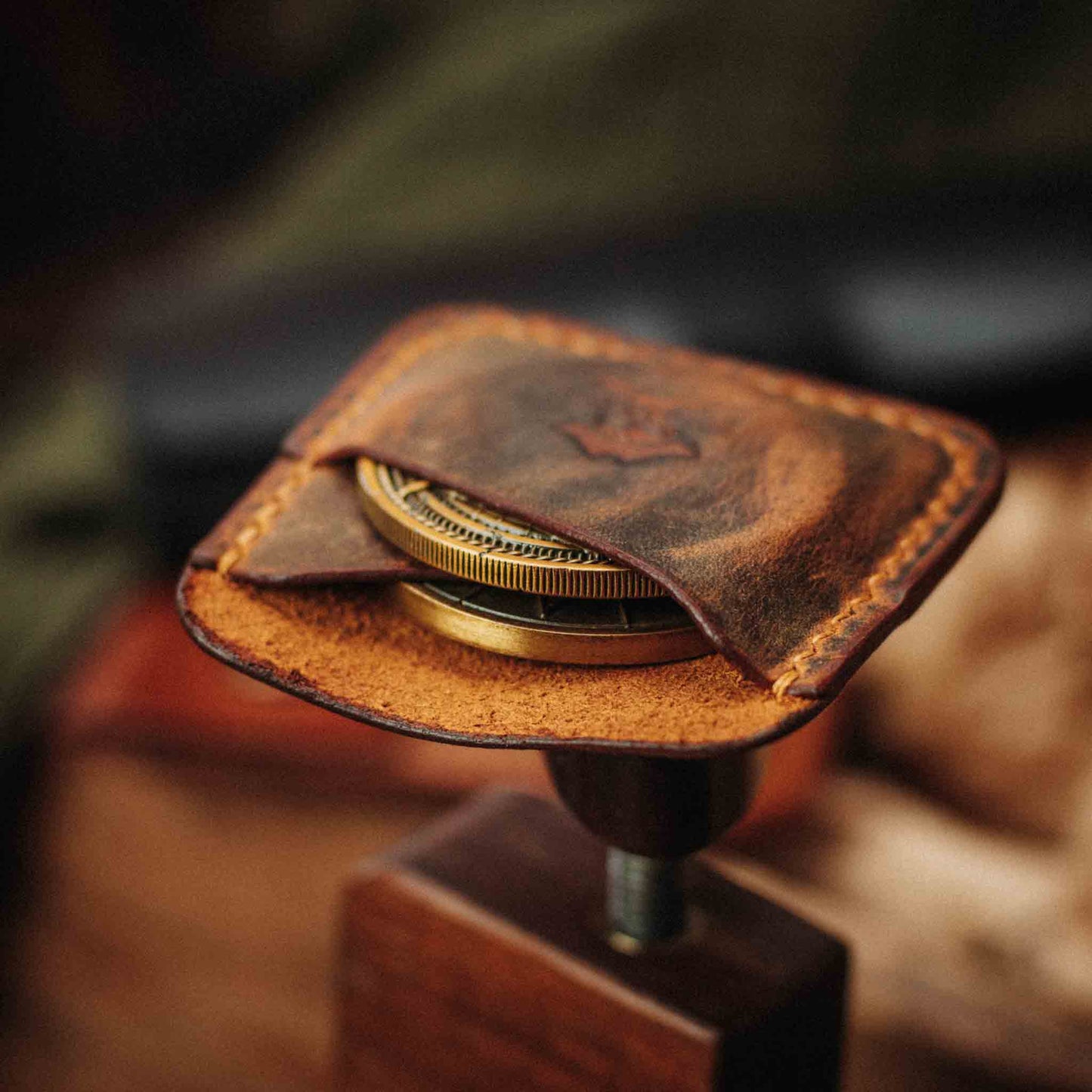 Pirate Goods Double Coin Holder - Peso Pocket Duo | Challenge Coin Case | Handcrafted Leather