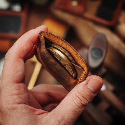 Pirate Goods Double Coin Holder - Peso Pocket Duo | Challenge Coin Case | Handcrafted Leather