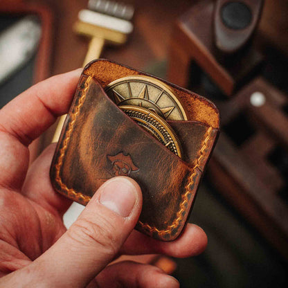 Pirate Goods Double Coin Holder - Peso Pocket Duo | Challenge Coin Case | Handcrafted Leather