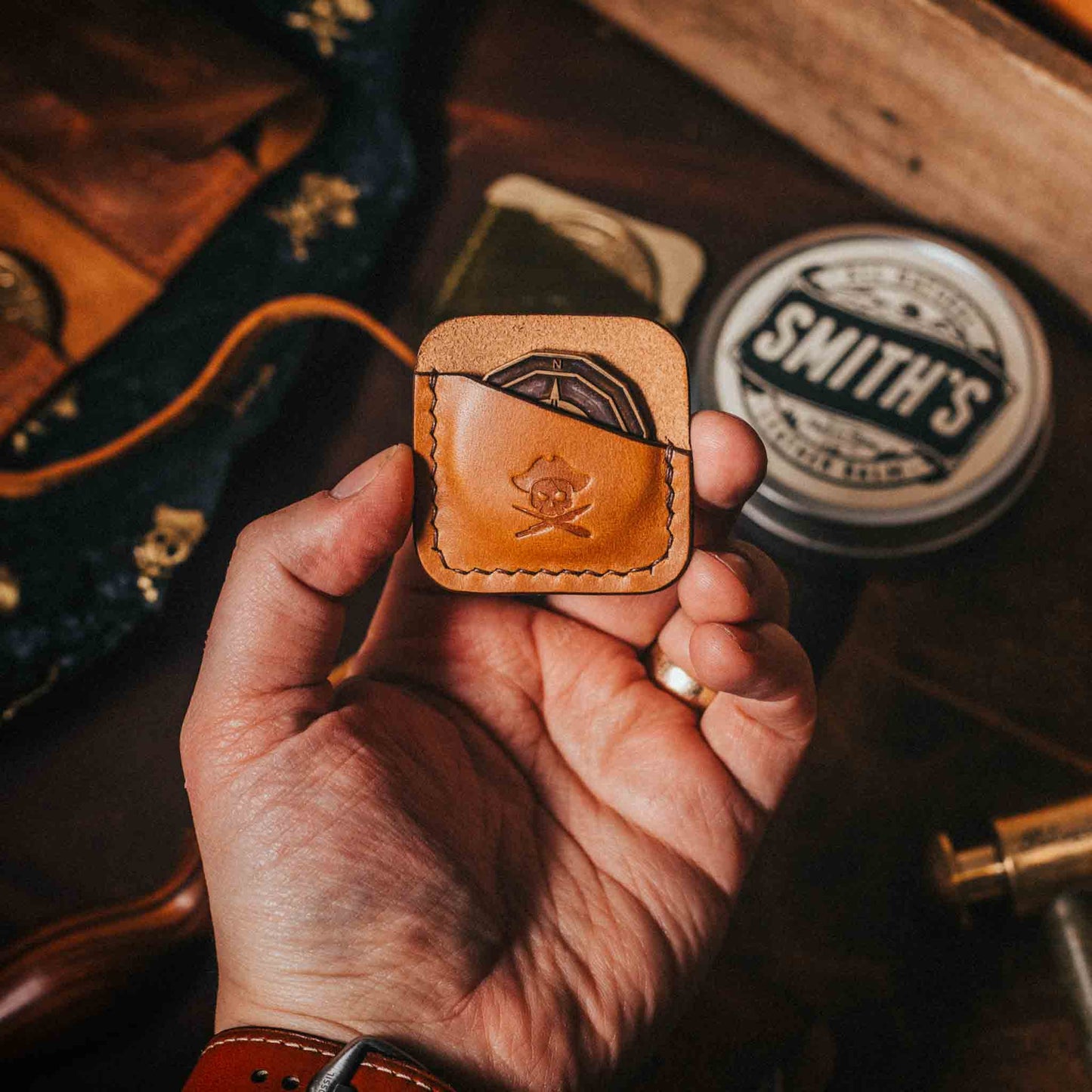 Pirate Goods Challenge Coin Holder - Peso Pocket | Coin Case | Handcrafted Leather