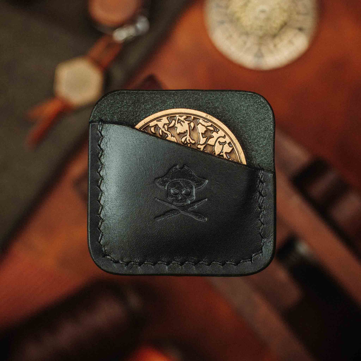 Pirate Goods Challenge Coin Holder - Peso Pocket | Coin Case | Handcrafted Leather