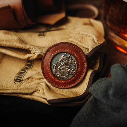 Pirate Goods Round Coin Holder - Peso Pocket v2 | Challenge Coin Case | Handcrafted Leather