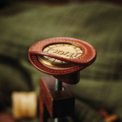 Pirate Goods Round Coin Holder - Peso Pocket v2 | Challenge Coin Case | Handcrafted Leather