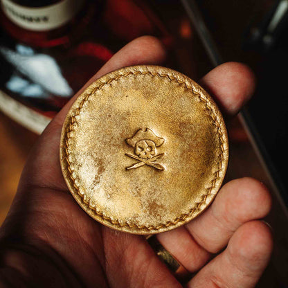 Pirate Goods Round Coin Holder - Peso Pocket v2 | Challenge Coin Case | Handcrafted Leather