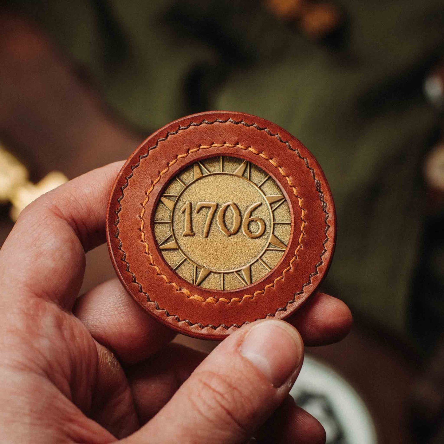 Pirate Goods Round Coin Holder - Peso Pocket v2 | Challenge Coin Case | Handcrafted Leather