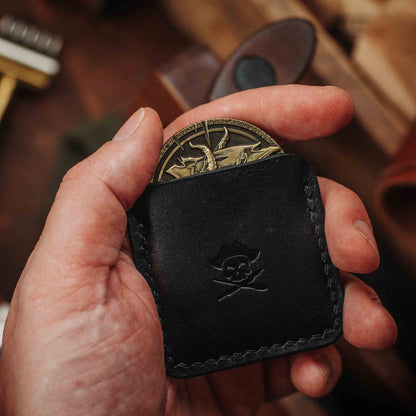 Pirate Goods Challenge Coin Holder - Peso Pocket v3 | Leather Coin Case | Handcrafted EDC
