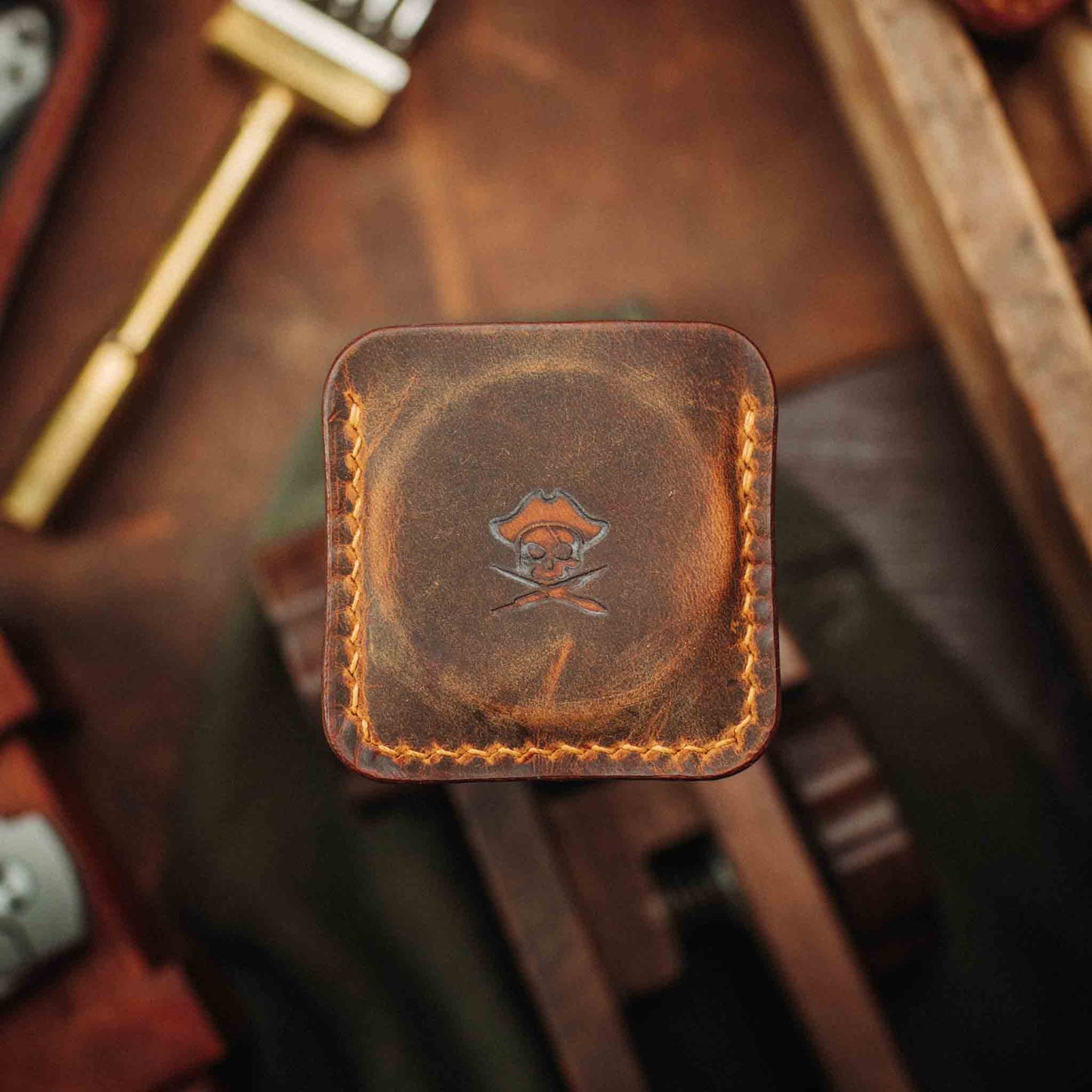 Pirate Goods Challenge Coin Holder - Peso Pocket v3 | Leather Coin Case | Handcrafted EDC