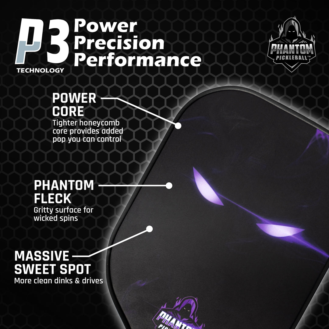 PHANTOM GOLIATH 16MM T800 Carbon Fiber Pickleball Pro Paddle with Cover - Angler's Pro Tackle & Outdoors