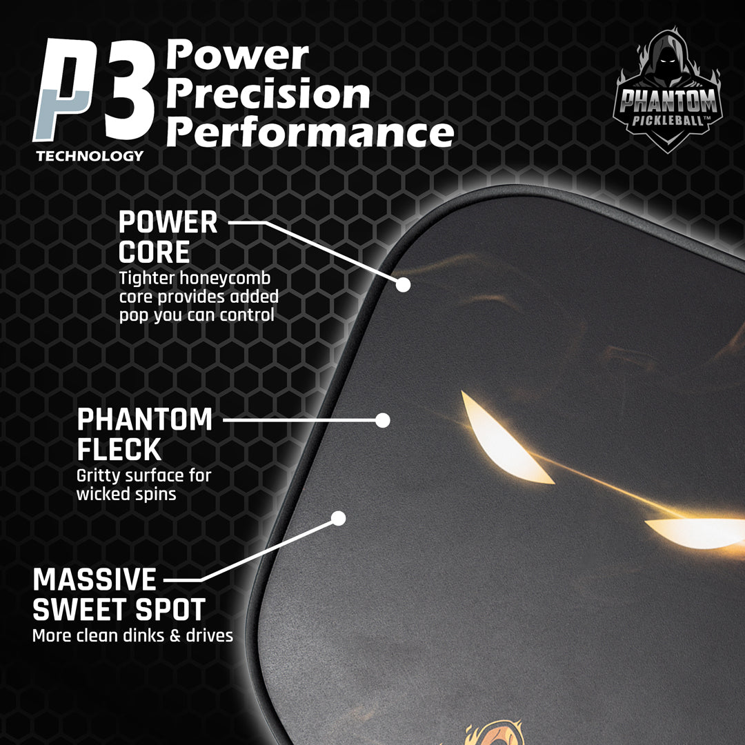 PHANTOM IMMORTAL 16MM T800 Carbon Fiber Pickleball Pro Paddle with Cover - Angler's Pro Tackle & Outdoors