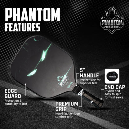 PHANTOM SAVAGE 13MM T800 Carbon Fiber Pickleball Pro Paddle with Cover - Angler's Pro Tackle & Outdoors