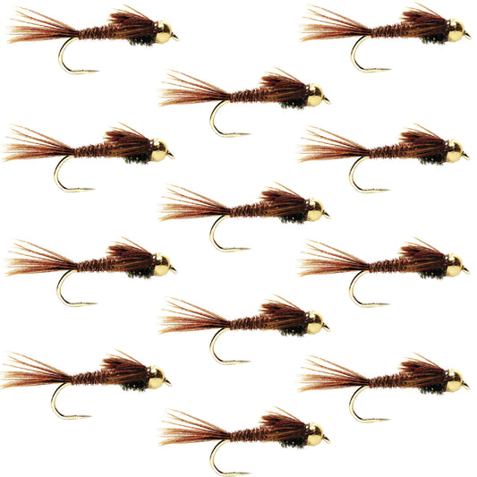 The Fly Fishing Place Barbless Bead Head Pheasant Tail Nymph Fly 1 Dozen Flies Hook Size 14