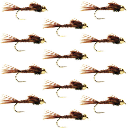 The Fly Fishing Place Barbless Bead Head Pheasant Tail Nymph Fly 1 Dozen Flies Hook Size 16