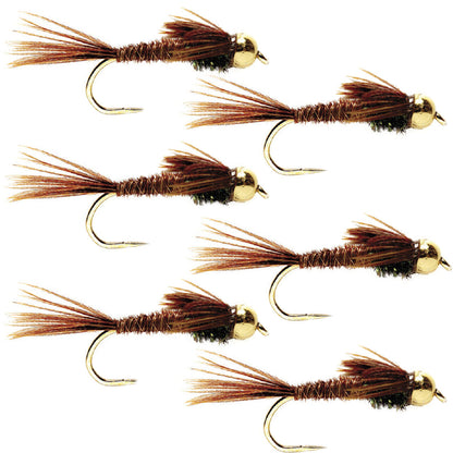 The Fly Fishing Place Barbless Bead Head Pheasant Tail Nymph Fly 6 Flies Hook Size 14