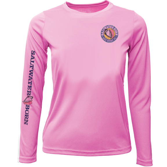 Saltwater Born Key West, FL Saltwater Born Circle Logo Girl's Long Sleeve UPF 50+ Dry-Fit Shirt