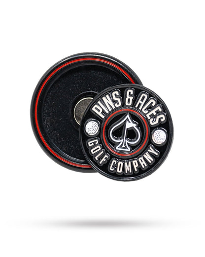 Pins and Aces Pop Out Medallion Ball Marker - Black - Angler's Pro Tackle & Outdoors