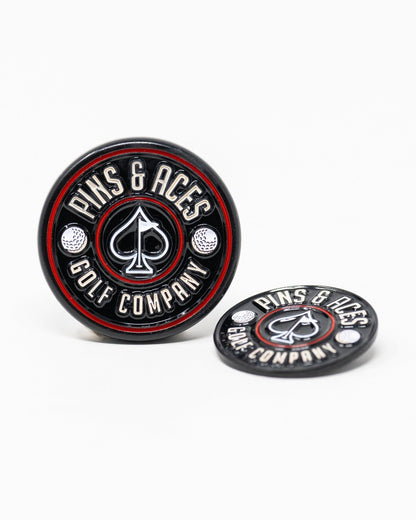 Pins and Aces Pop Out Medallion Ball Marker - Black - Angler's Pro Tackle & Outdoors