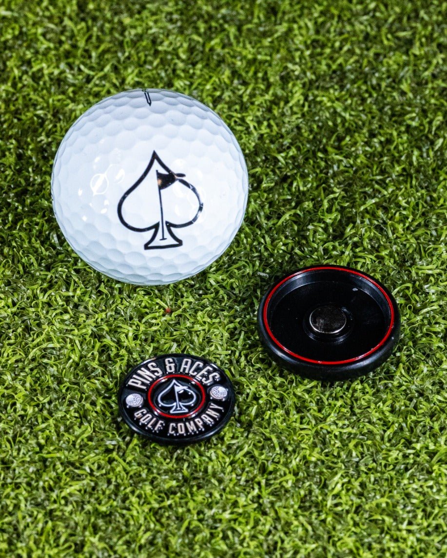 Pins and Aces Pop Out Medallion Ball Marker - Black - Angler's Pro Tackle & Outdoors