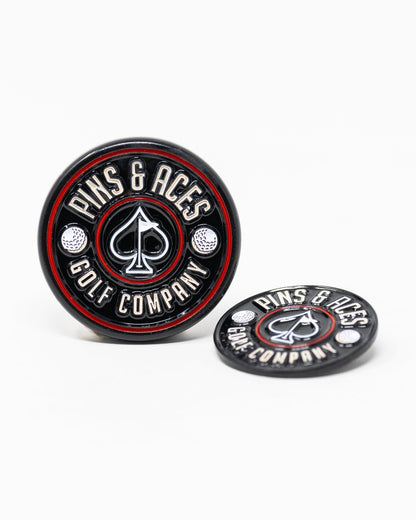 Pins and Aces Pop Out Medallion Ball Marker - Black - Angler's Pro Tackle & Outdoors