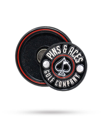Pins and Aces Pop Out Medallion Ball Marker - Black - Angler's Pro Tackle & Outdoors