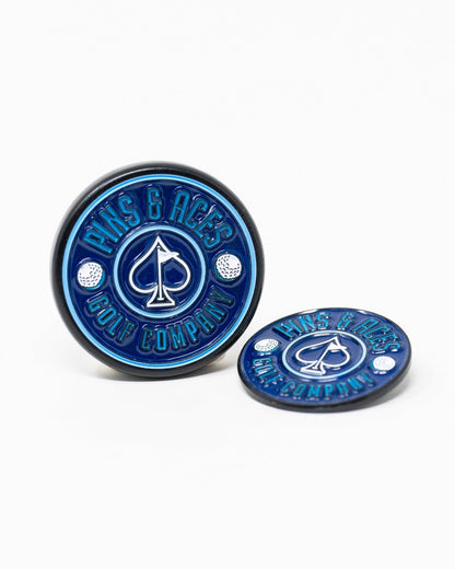 Pins and Aces Pop Out Medallion Ball Marker - Navy - Angler's Pro Tackle & Outdoors