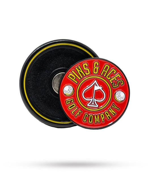 Pins and Aces Pop Out Medallion Ball Marker - Red - Angler's Pro Tackle & Outdoors