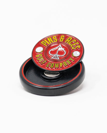 Pins and Aces Pop Out Medallion Ball Marker - Red - Angler's Pro Tackle & Outdoors