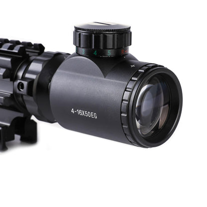 Pinty Scopes 4 - in - 1 4 - 16x50 EG Riflescope Kit, Dot Laser, Reflex Sight, Green Laser, Offset Rail Mount - Angler's Pro Tackle & Outdoors