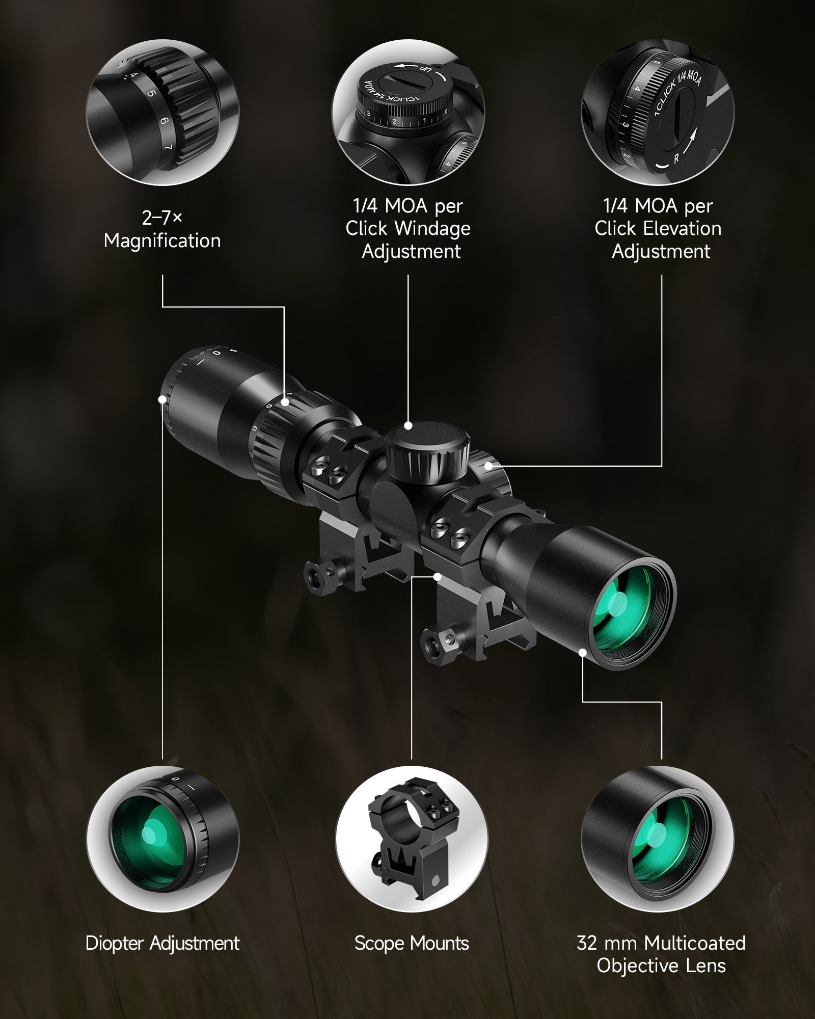 Pinty Scopes Multicoated Lens Optical Sights for Rifles Scope - Angler's Pro Tackle & Outdoors