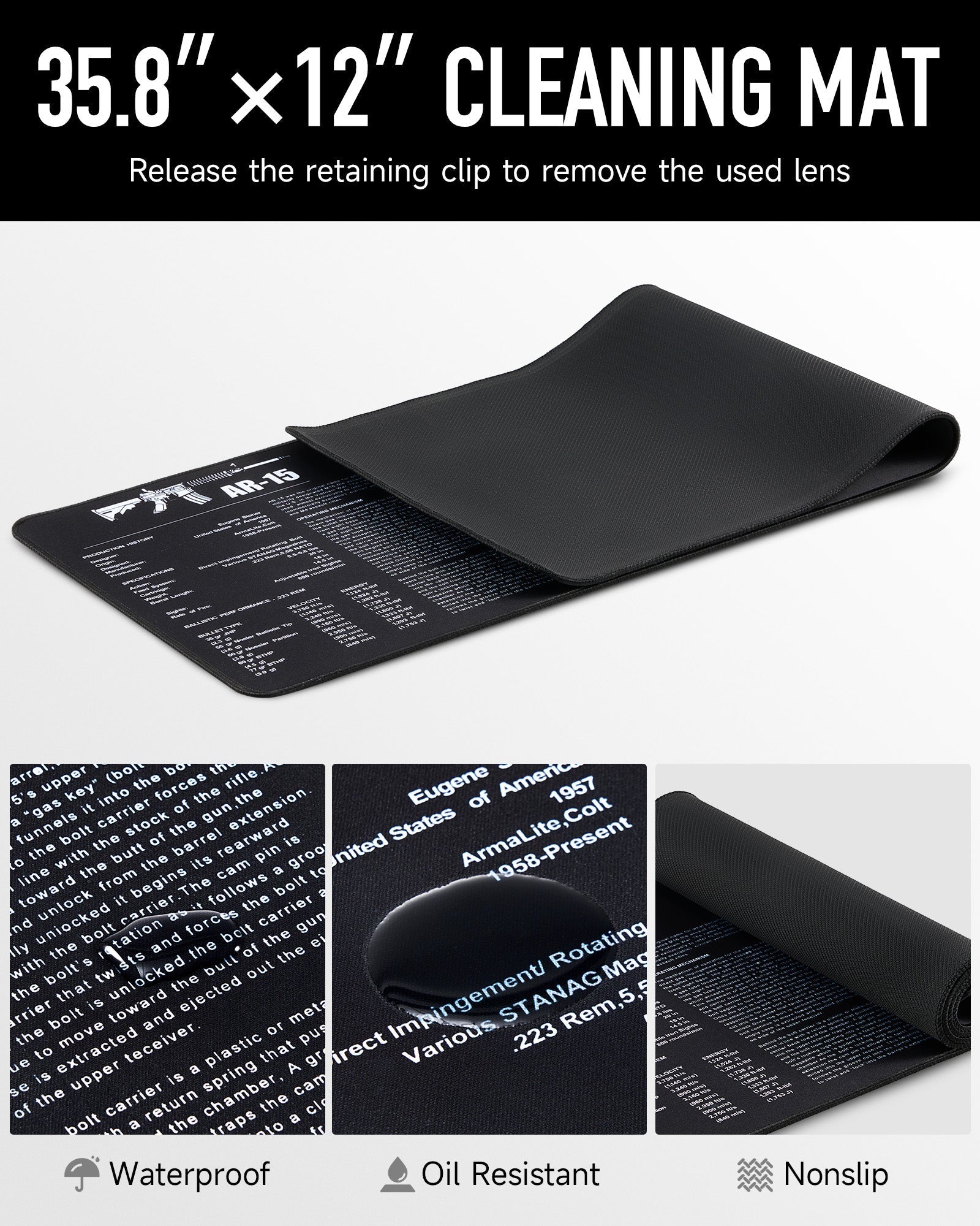 Pinty Scopes Rifle Cleaning Kit with 35.8 x 12 in Cleaning Mat Brushes Cleaning Rods Patch Canvas Pouch - Angler's Pro Tackle & Outdoors