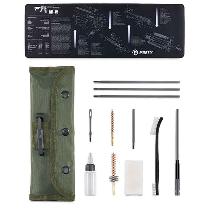 Pinty Scopes Rifle Cleaning Kit with 35.8 x 12 in Cleaning Mat Brushes Cleaning Rods Patch Canvas Pouch - Angler's Pro Tackle & Outdoors