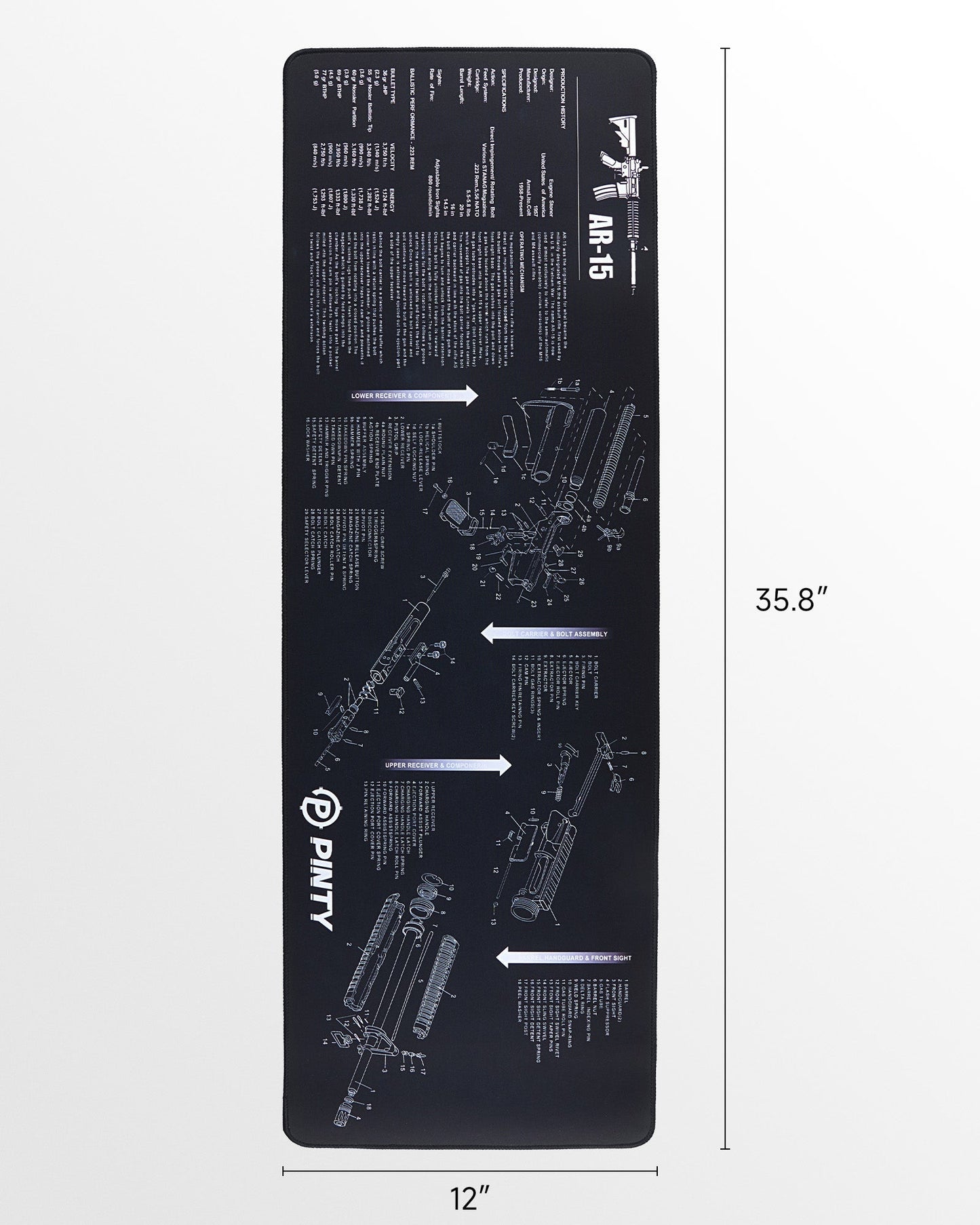 Pinty Scopes Rifle Cleaning Kit with 35.8 x 12 in Cleaning Mat Brushes Cleaning Rods Patch Canvas Pouch - Angler's Pro Tackle & Outdoors