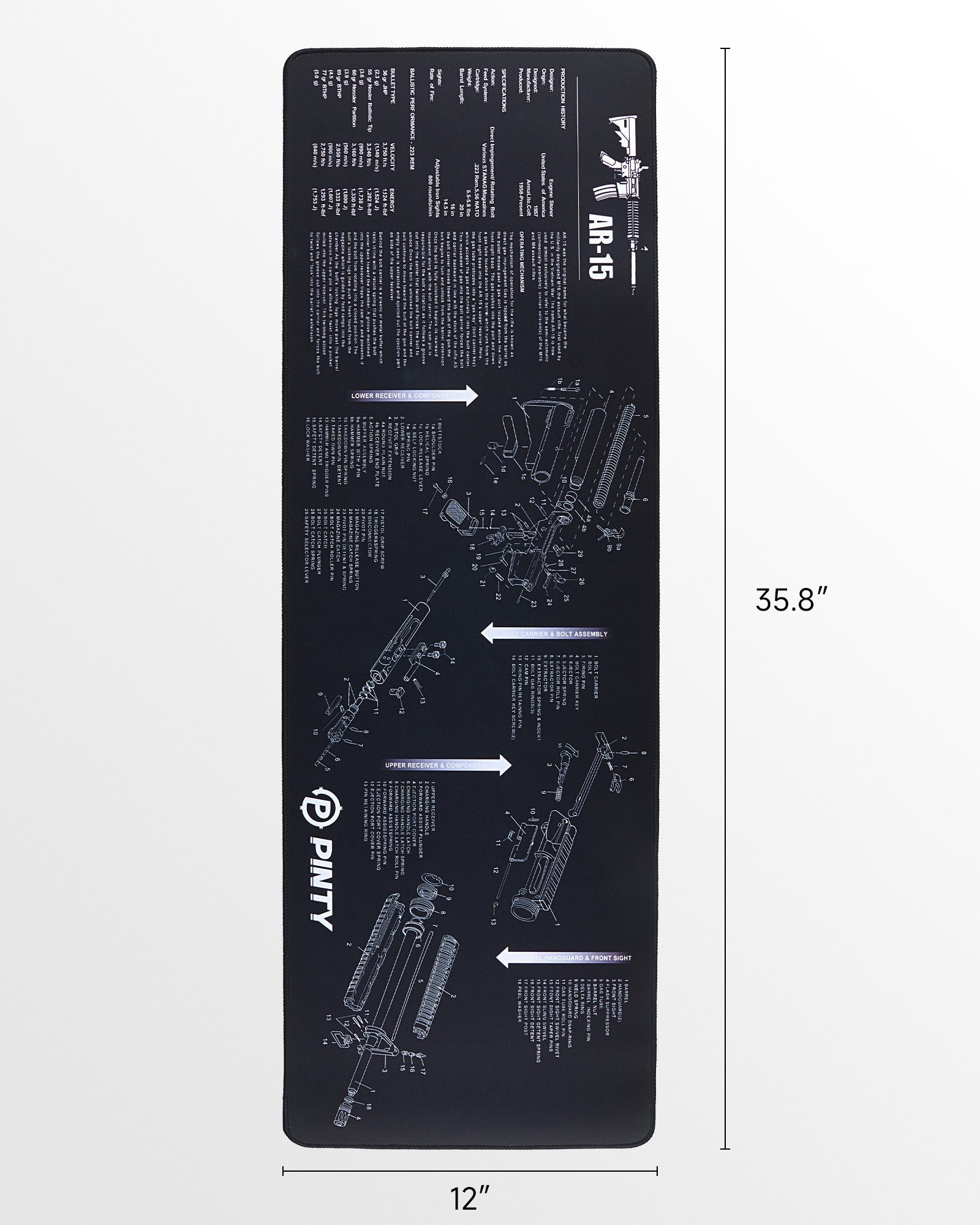 Pinty Scopes Rifle Cleaning Kit with 35.8 x 12 in Cleaning Mat Brushes Cleaning Rods Patch Canvas Pouch - Angler's Pro Tackle & Outdoors