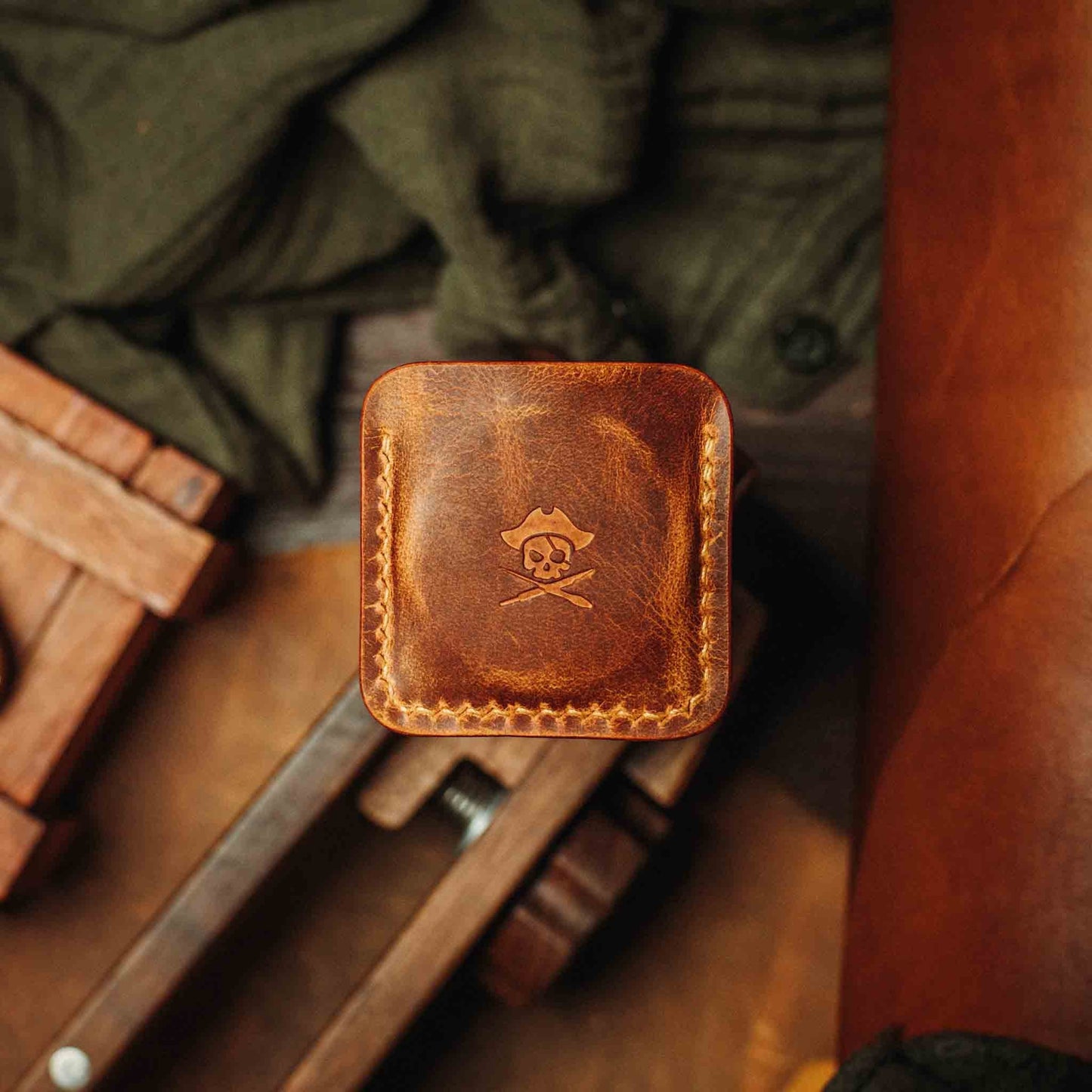 Pirate Goods Challenge Coin Holder - Peso Pocket v3 | Leather Coin Case | Handcrafted EDC - Angler's Pro Tackle & Outdoors