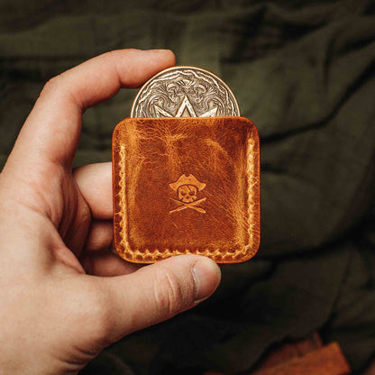 Pirate Goods Challenge Coin Holder - Peso Pocket v3 | Leather Coin Case | Handcrafted EDC - Angler's Pro Tackle & Outdoors