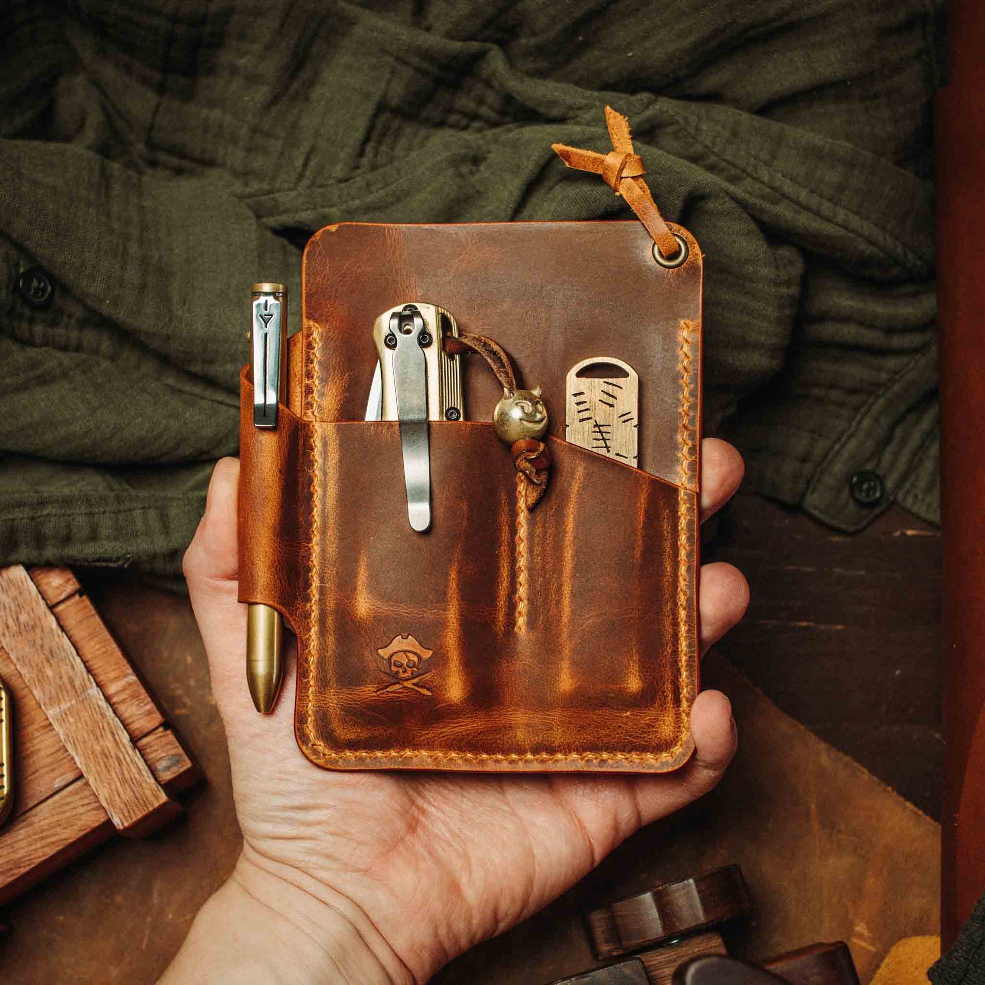 Pirate Goods Large Pocket Organizer - First Mate Fatty | Leather Pocket Carrier | Multi - tool - Angler's Pro Tackle & Outdoors