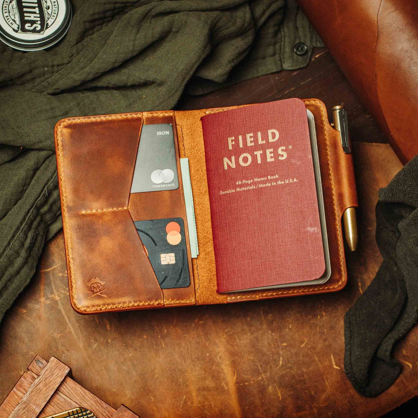 Pirate Goods Passport Travel Wallet - Quartermaster v2 | Leather Velcro Organizer | Field Notes Holder - Angler's Pro Tackle & Outdoors