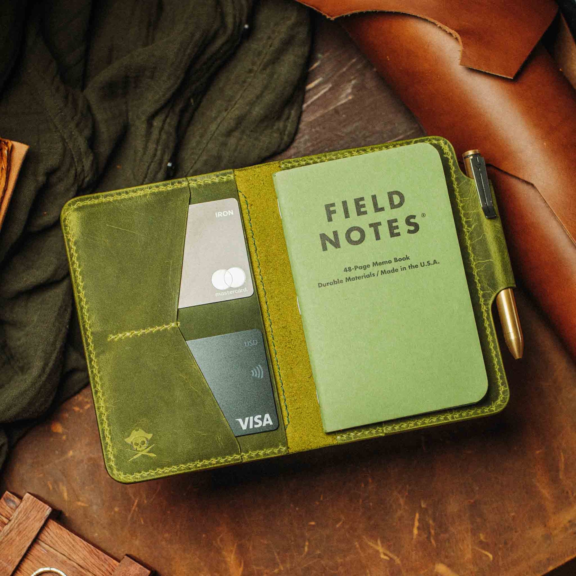 Pirate Goods Passport Travel Wallet - Quartermaster v2 | Leather Velcro Organizer | Field Notes Holder - Angler's Pro Tackle & Outdoors