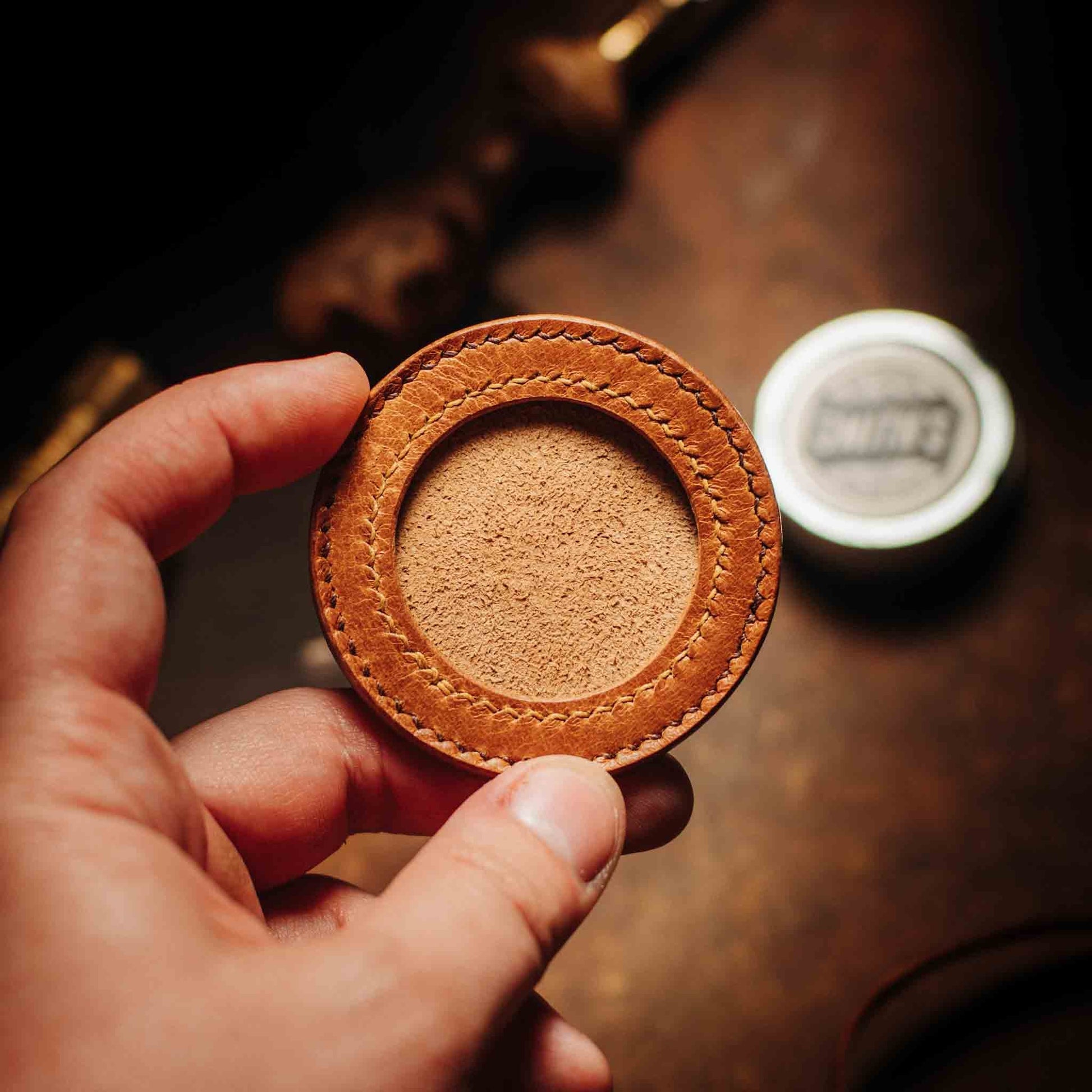 Pirate Goods Round Coin Holder - Peso Pocket v2 | Challenge Coin Case | Handcrafted Leather - Angler's Pro Tackle & Outdoors