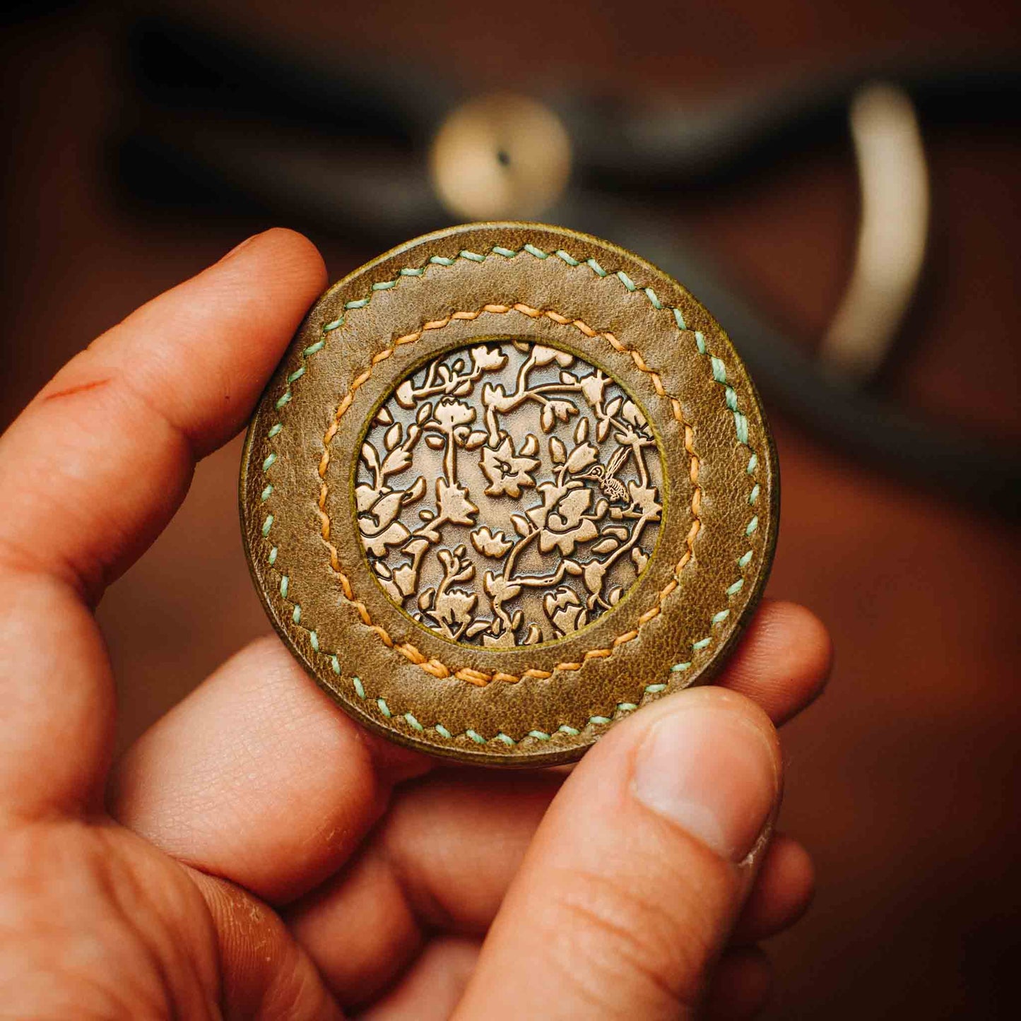 Pirate Goods Round Coin Holder - Peso Pocket v2 | Challenge Coin Case | Handcrafted Leather - Angler's Pro Tackle & Outdoors