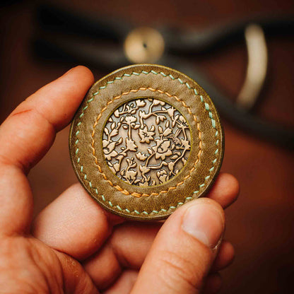 Pirate Goods Round Coin Holder - Peso Pocket v2 | Challenge Coin Case | Handcrafted Leather - Angler's Pro Tackle & Outdoors