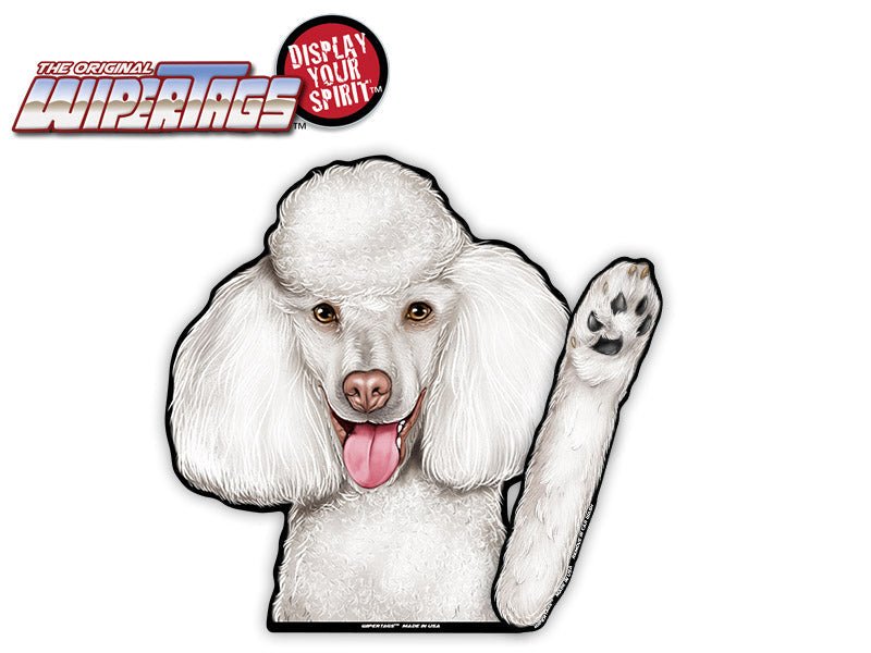 Poodle Winnie White Waving Dog WiperTags - Angler's Pro Tackle & Outdoors