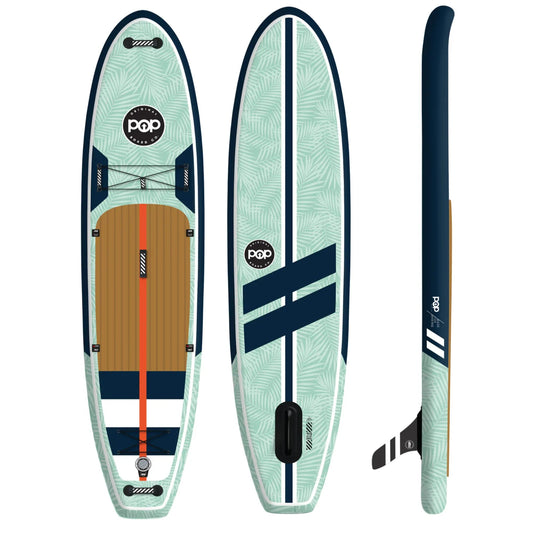 POP Board 11'0" Yacht Hopper Inflatable Touring SUP - Mint/Teak/Blue - Angler's Pro Tackle & Outdoors
