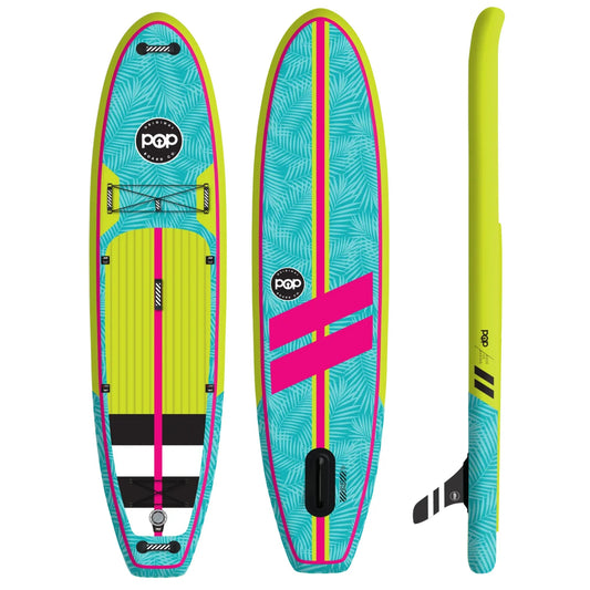 POP Board 11'0" Yacht Hopper Inflatable Touring SUP - Turq/Neon/Pink - Angler's Pro Tackle & Outdoors