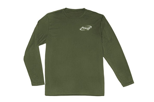 Powell Rods - Long Sleeve "Posicharge" Performance Shirts - Olive - Angler's Pro Tackle & Outdoors