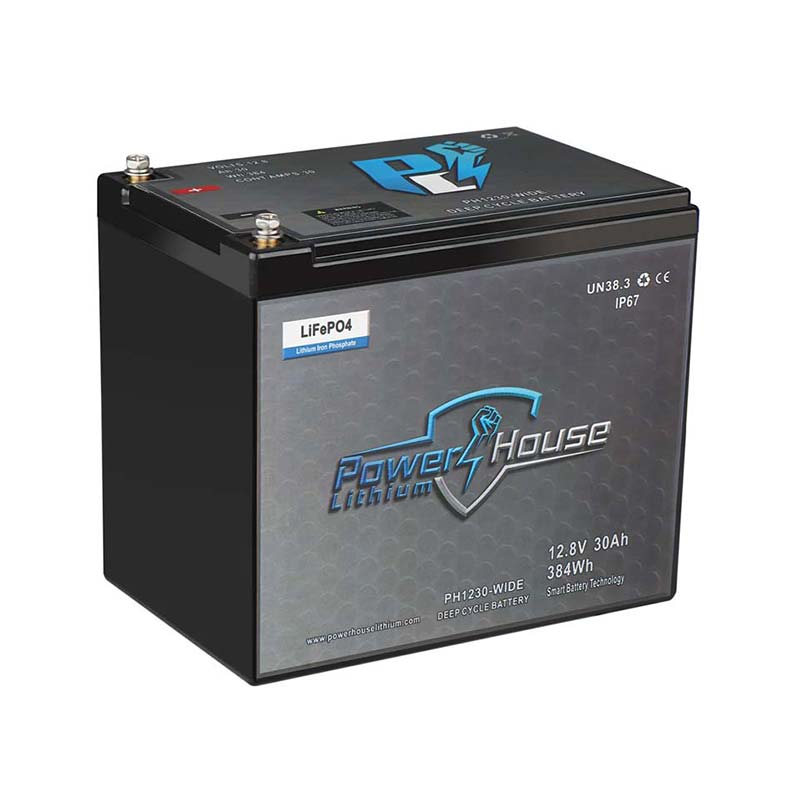 PowerHouse Lithium 12V 30Ah Deep Cycle Battery (Wide) - Angler's Pro Tackle & Outdoors